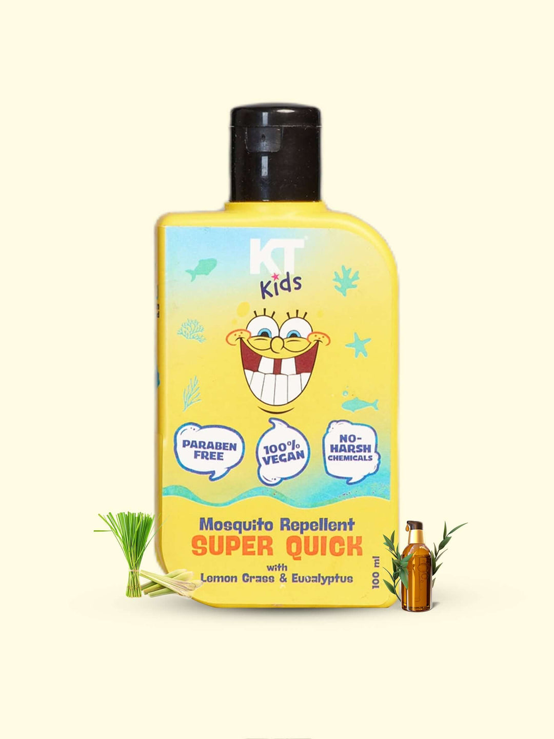 Super Quick Mosquito Repellent | Lemon Grass & Eucalyptus | For Boys & Girls 3-12 years | 100ml - KT Kids