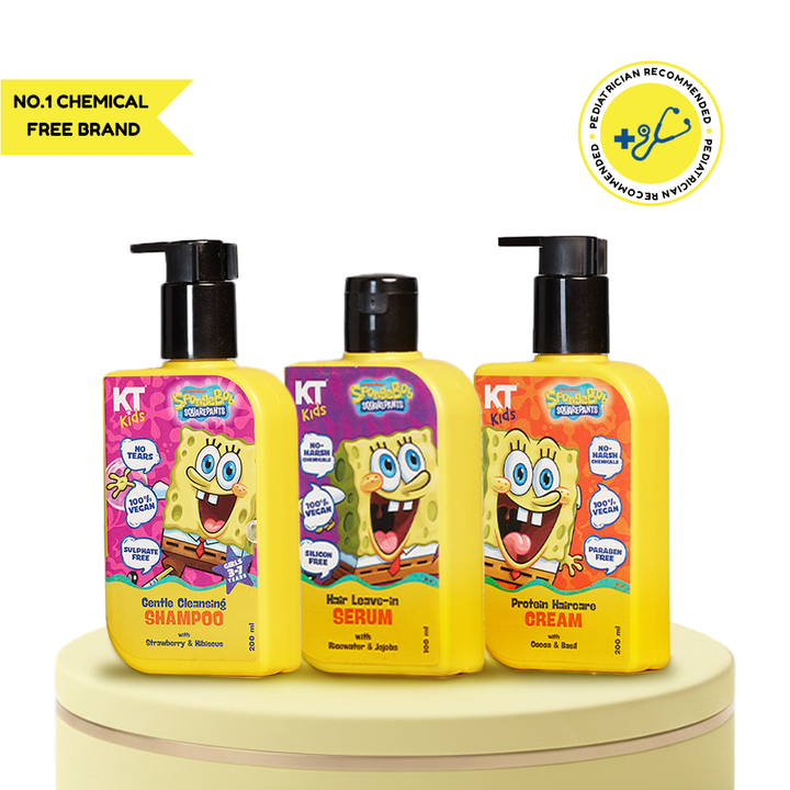 Haircare Trio Combo | Gentle Cleansing Shampoo + Protein Haircare Cream + Hair Leave-In Serum | For Girls 3–12 Years