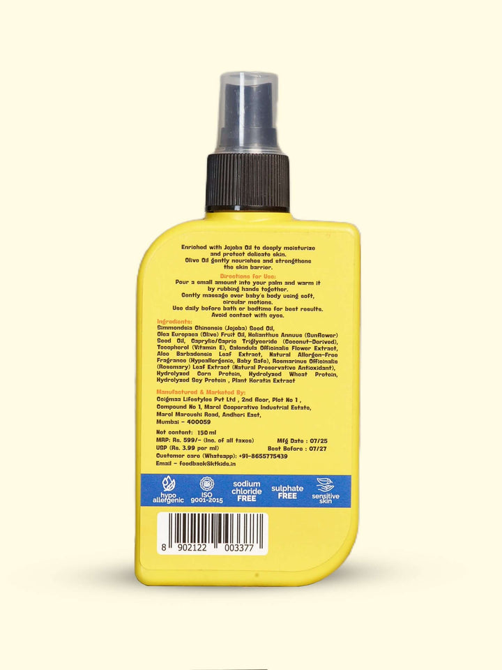 Tender Baby Massage Oil | Jojoba Oil & Olive Oil | For Boys & Girls 3-12 years | 150ml - KT Kids