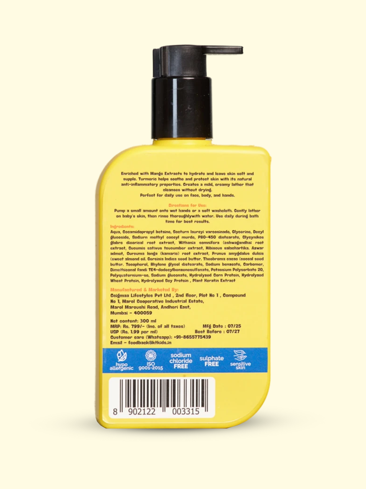 Soft Baby Wash | Mango & Turmeric | For Boys & Girls 3-12 years | 300ml - KT Kids