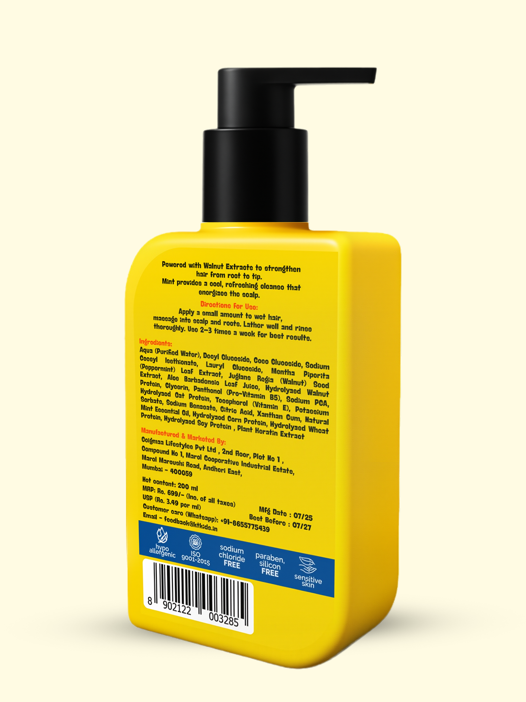 Healthy Hair Shampoo | Mint & Walnut | For Boys 8-12 years | 200ml - KT Kids