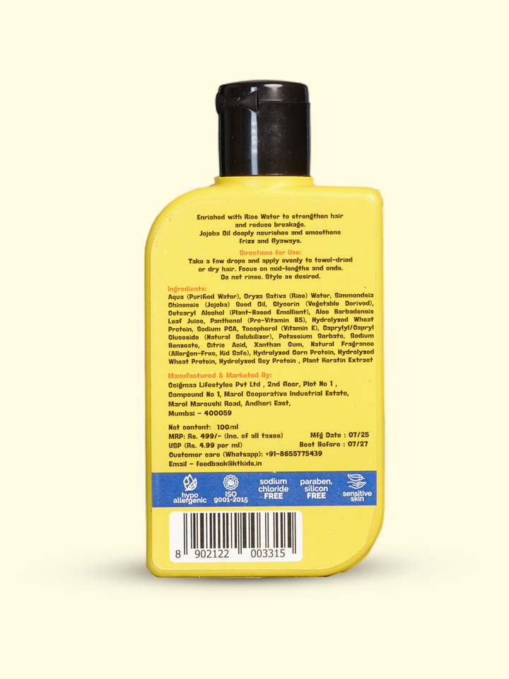 Hair Leave-In Serum | Ricewater & Jojoba | For Boys & Girls 3-12 years | 100ml - KT Kids