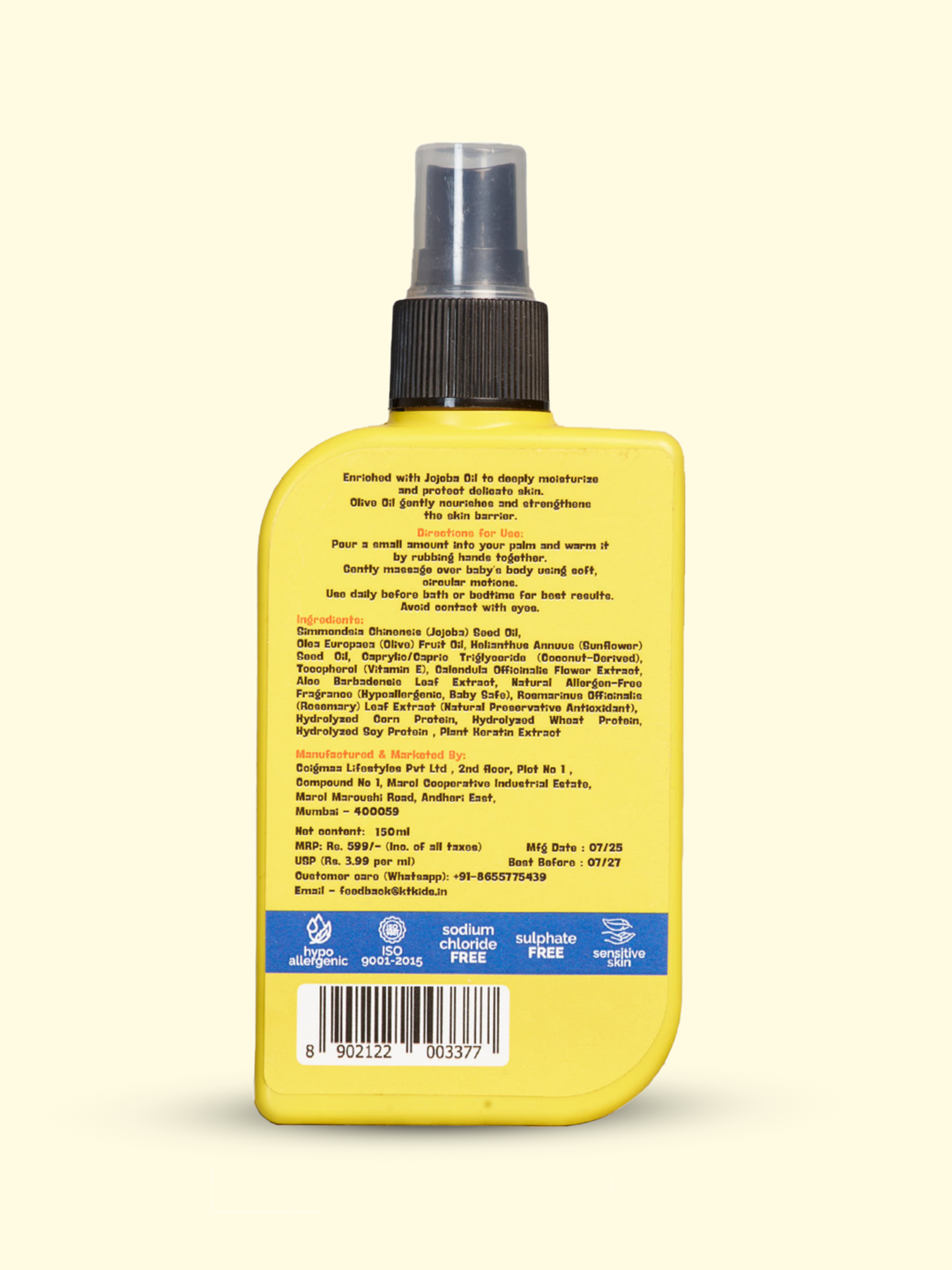 Nourishing Hair Oil | Coconut & Avacado Oil | For Boys & Girls 3-12 years | 150ml - KT Kids