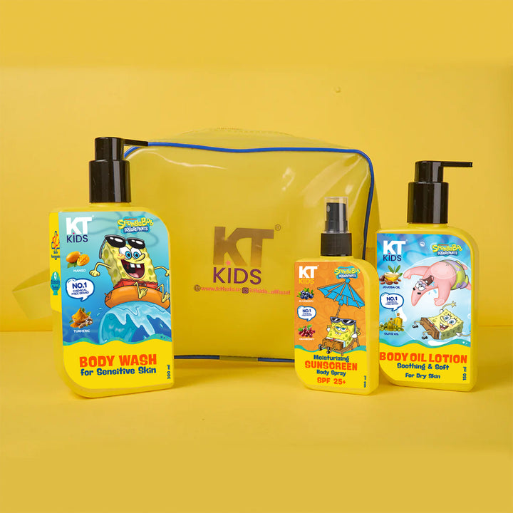 Personal Care Body Kit For Boys & Girls 3+ Years | Massage Oil + Soft Body Wash + Sunscreen + FREE Camel Crayon