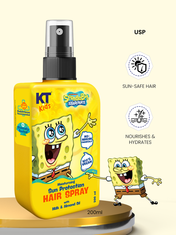 Moisturizing Sun Protection Hair Spray | Milk & Almond Oil | For Boys & Girls 3-12 years | 200ml - KT Kids