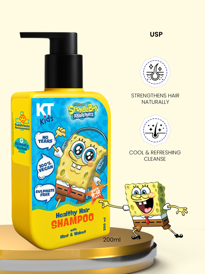 Healthy Hair Shampoo | Mint & Walnut | For Boys 8-12 years | 200ml - KT Kids