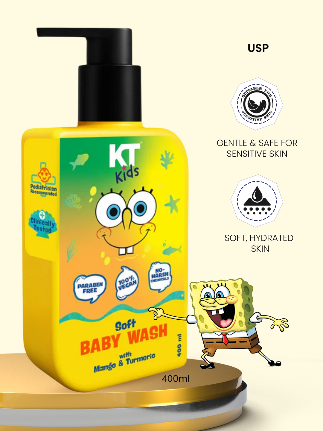 Soft Baby Wash | Mango & Turmeric | For Boys & Girls 3-12 years | 300ml - KT Kids