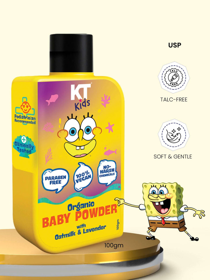 Organic Baby Powder | Oat Milk & Lavender | TALC FREE | For Boys & Girls 3-12 years | 100gm - KT Kids