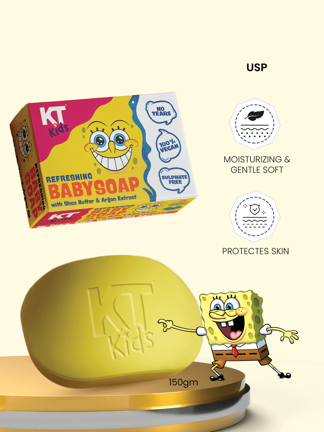 Refreshing Baby Soap | Shea Butter & Argan Oil | For Boys & Girls 3-12 years | 150gm - KT Kids