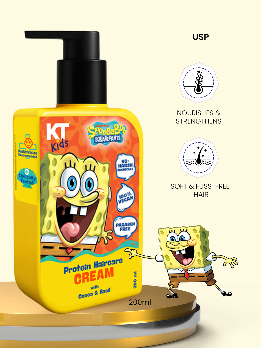 Protein Haircare Cream | Cocoa & Basil | For Boys & Girls 3-12 years | 200ml - KT Kids