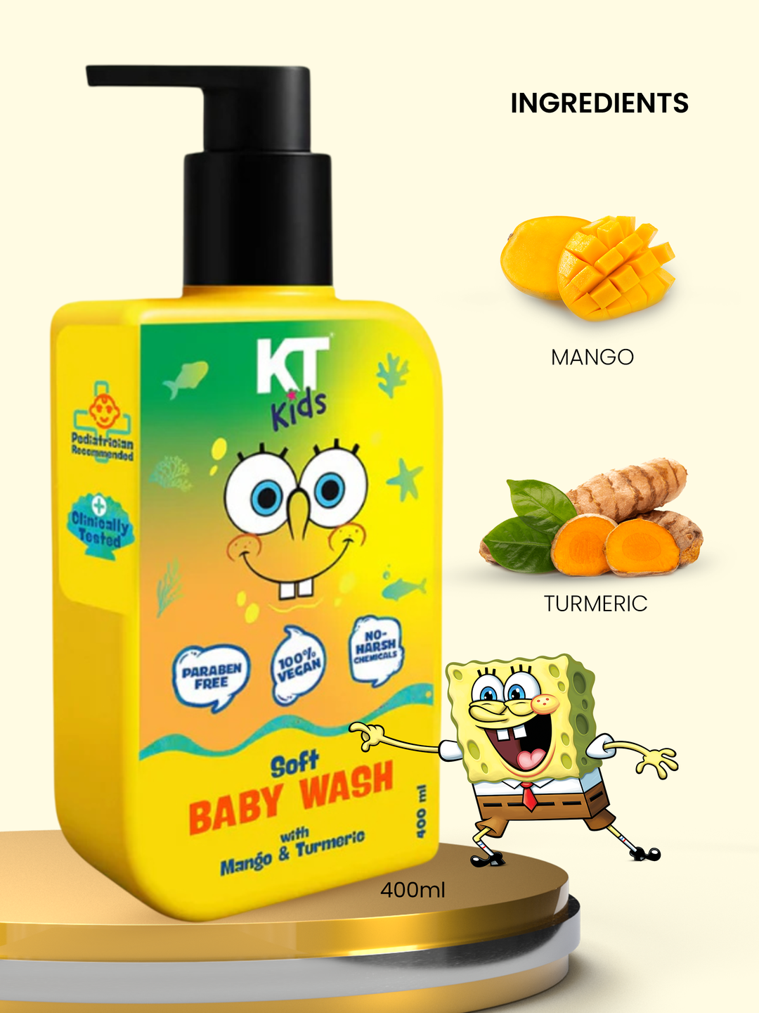Soft Baby Wash | Mango & Turmeric | For Boys & Girls 3-12 years | 300ml - KT Kids