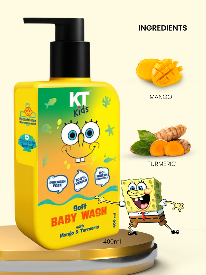 Soft Baby Wash | Mango & Turmeric | For Boys & Girls 3-12 years | 300ml - KT Kids