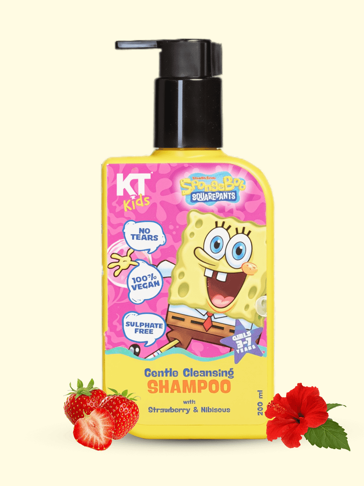 Gentle Cleansing Shampoo for girls with Strawberry & Hibiscus, fun bottle design, 200ml size for kids aged 3-7.