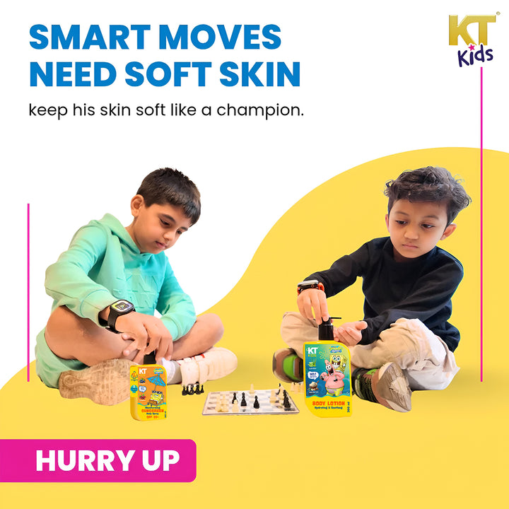 Personal Care Body Kit For Boys & Girls 3+ Years | Massage Oil + Soft Body Wash + Sunscreen + FREE Camel Crayon