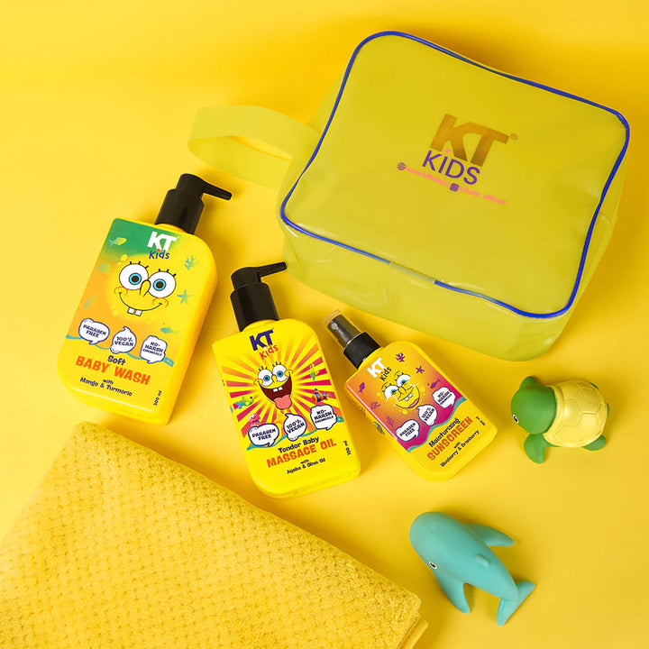 Personal Care Kit For Boys & Girls 3+ Years | Massage Oil + Soft Body Wash + Sunscreen