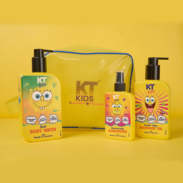 Personal Care Kit For Boys & Girls 3+ Years | Massage Oil + Soft Body Wash + Sunscreen