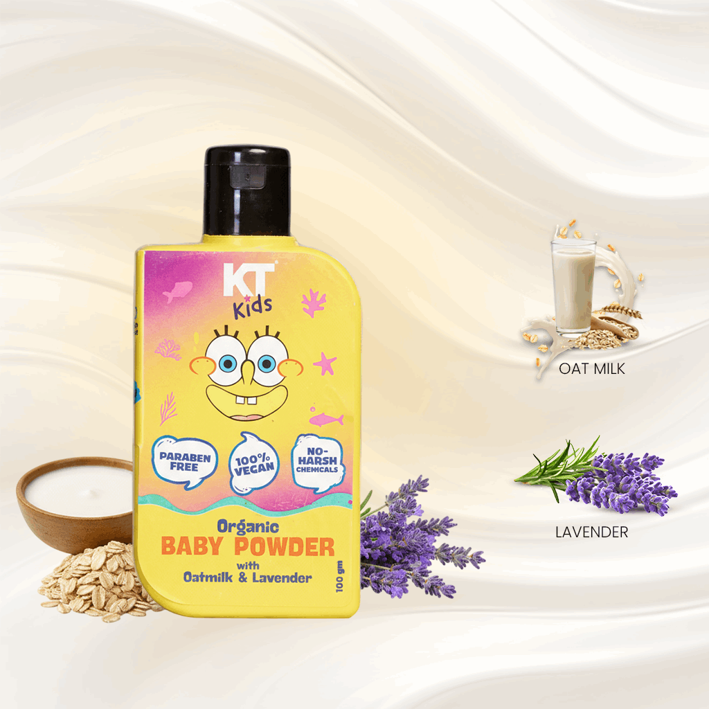 Organic Baby Powder | Oat Milk & Lavender | TALC FREE | For Boys & Girls 3-12 years | 100gm - KT Kids