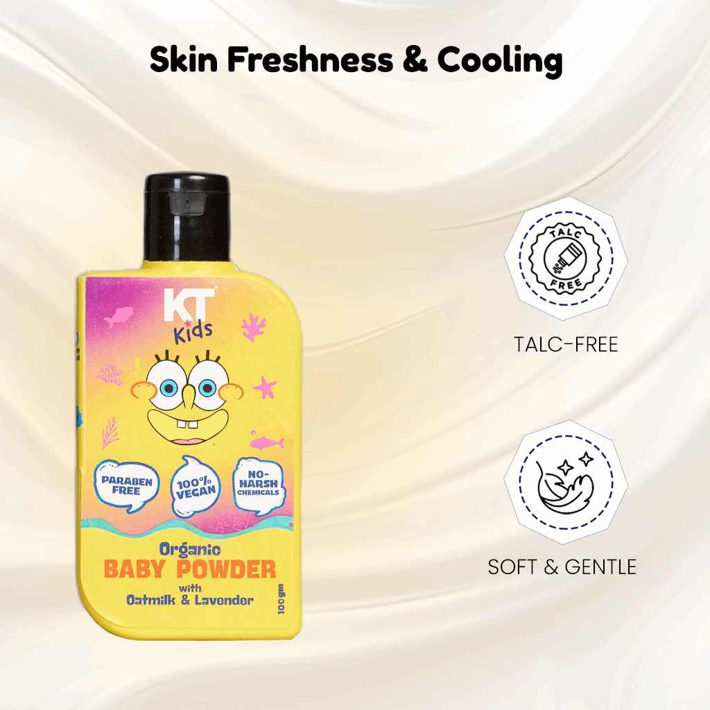 Organic Baby Powder | Oat Milk & Lavender | TALC FREE | For Boys & Girls 3-12 years | 100gm - KT Kids