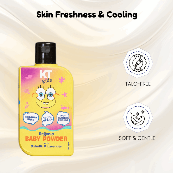 Organic Baby Powder | Oat Milk & Lavender | TALC FREE | For Boys & Girls 3-12 years | 100gm - KT Kids