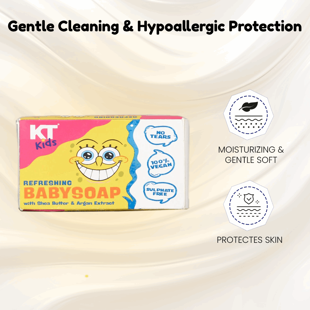 Refreshing Baby Soap | Shea Butter & Argan Oil | For Boys & Girls 3-12 years | 150gm - KT Kids