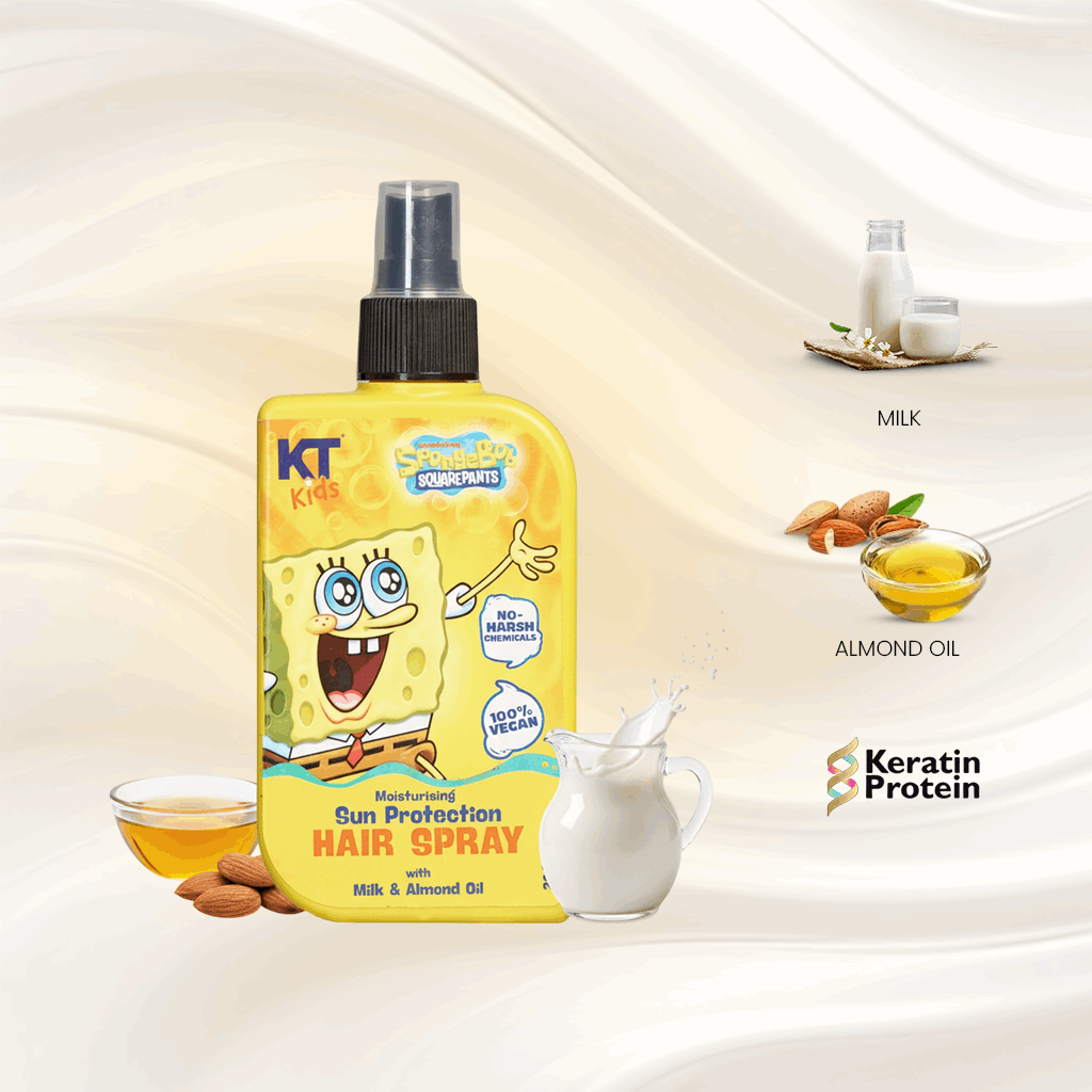 Moisturizing Sun Protection Hair Spray | Milk & Almond Oil | For Boys & Girls 3-12 years | 200ml - KT Kids