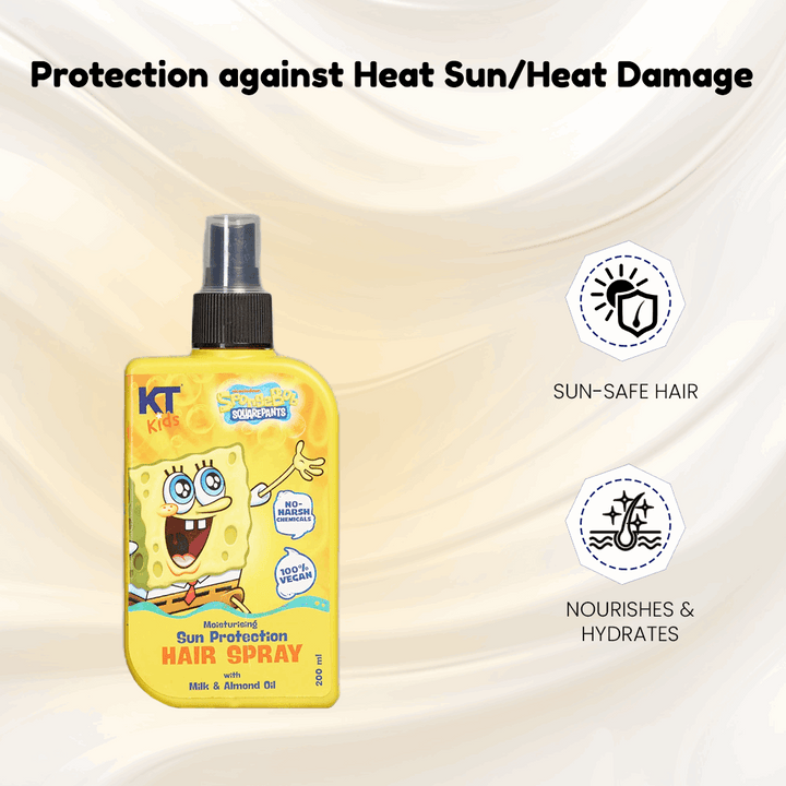 Moisturizing Sun Protection Hair Spray | Milk & Almond Oil | For Boys & Girls 3-12 years | 200ml - KT Kids