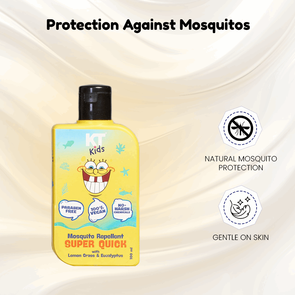 Super Quick Mosquito Repellent | Lemon Grass & Eucalyptus | For Boys & Girls 3-12 years | 100ml - KT Kids